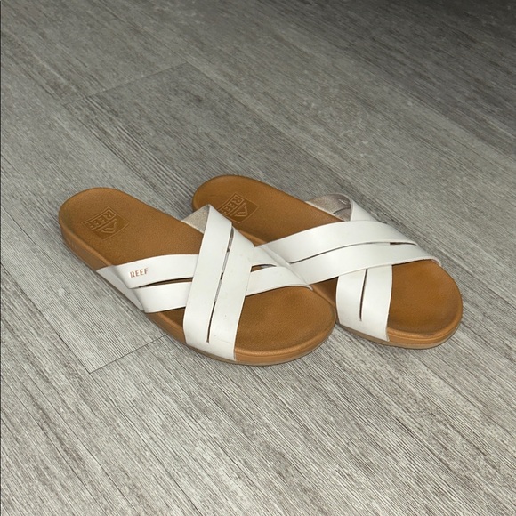 Reef Women's White and Tan Slide Sandals - Picture 1 of 3